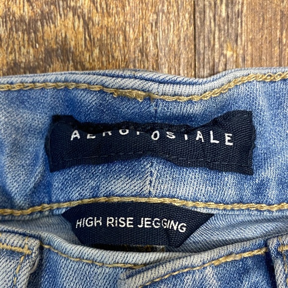 Aeropostale size 4R Blue High Rise Jeggings stretch destroyed distressed comfy - Picture 2 of 10
